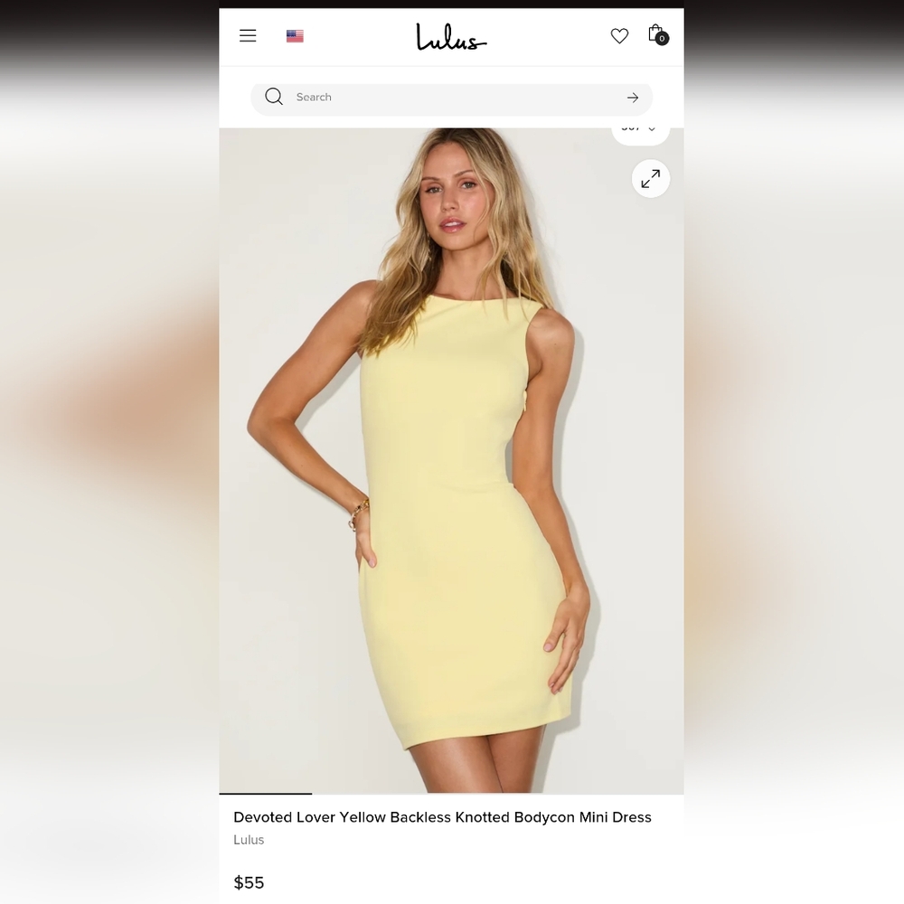 Lulu's Devoted Lover Yellow Backless Knotted Bodycon Mini Dress